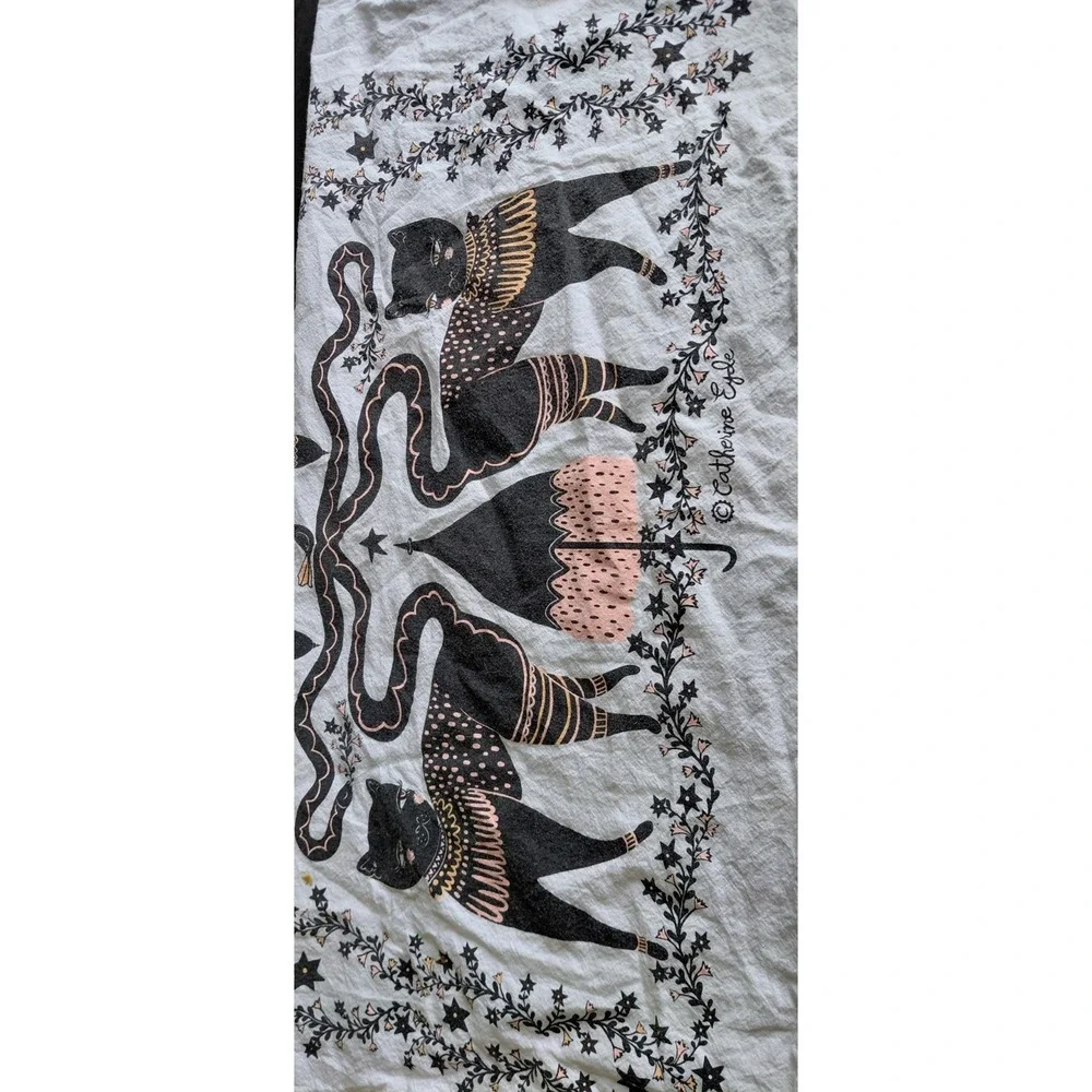 printed illustration bandana whimsical occult Gothic textil Decorative tea towel